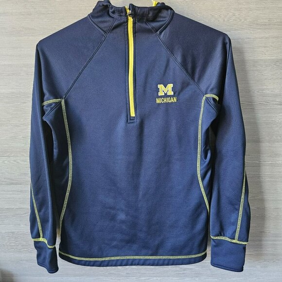 University Of Michigan Wolverines 1/2 Zip Pullover Running Hoodie Sweatshirt L - Picture 3 of 15
